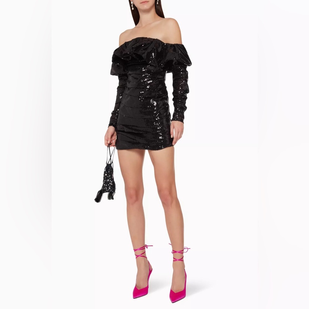 The Attico New Sequined Off The Shoulder Mini Dress Size IT 44 US 8